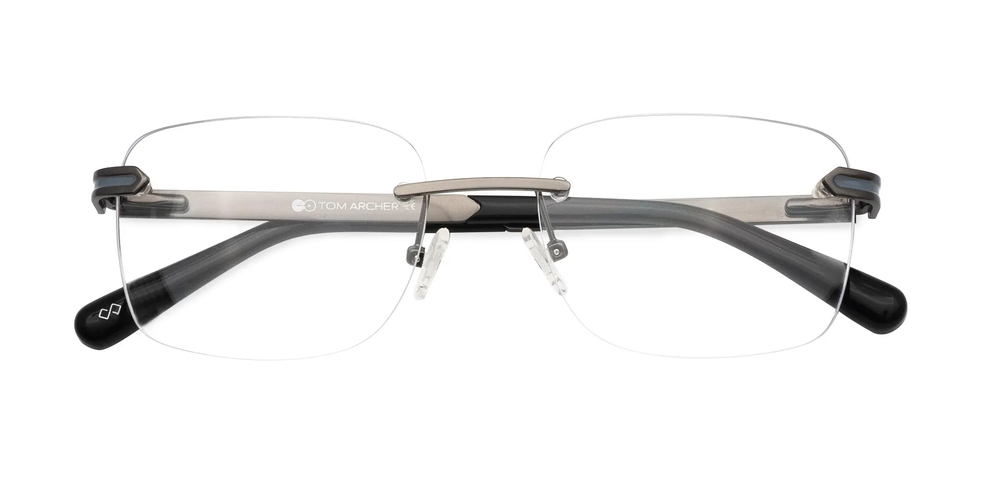 gunmetal and black rimless frames-2