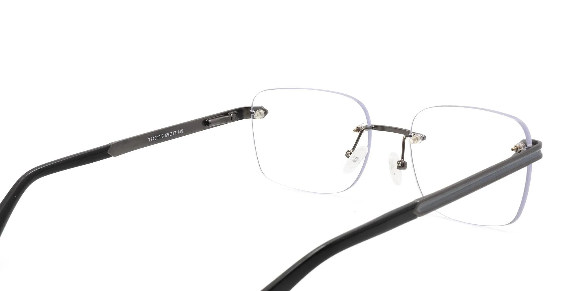 gunmetal and black rimless frames-2