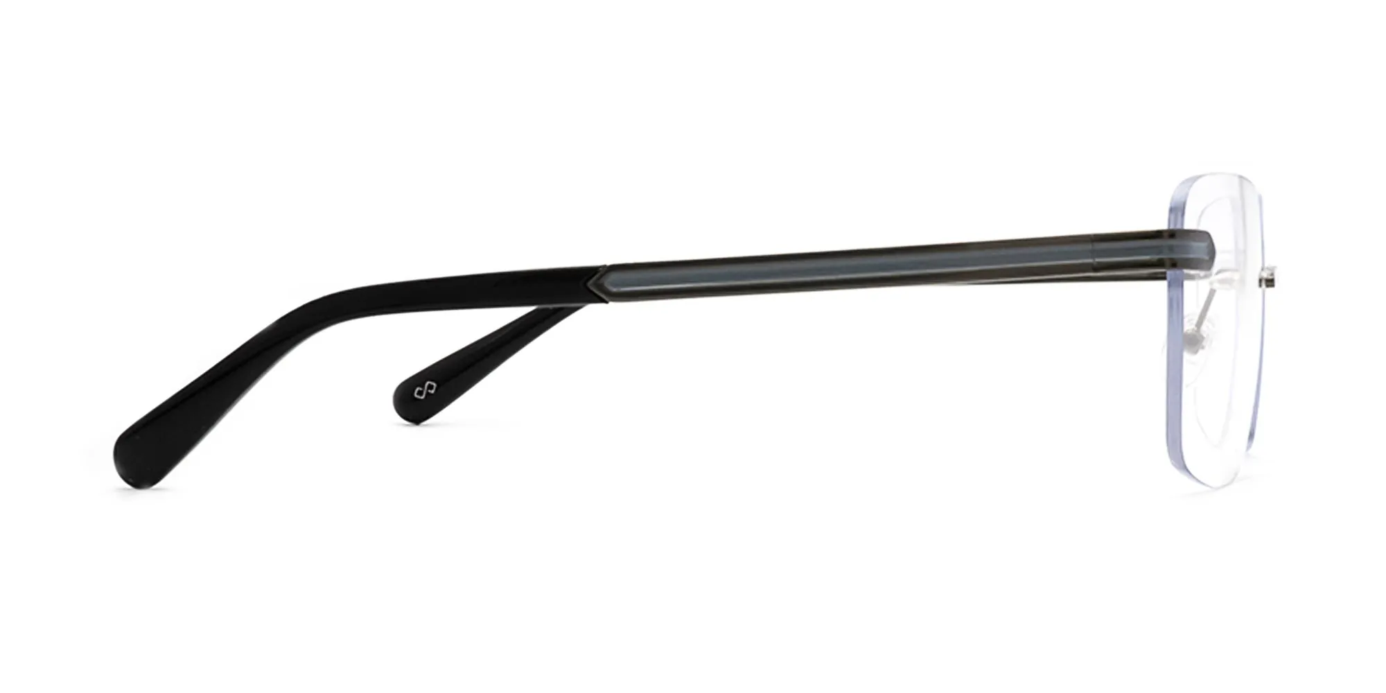 gunmetal and black rimless frames-2