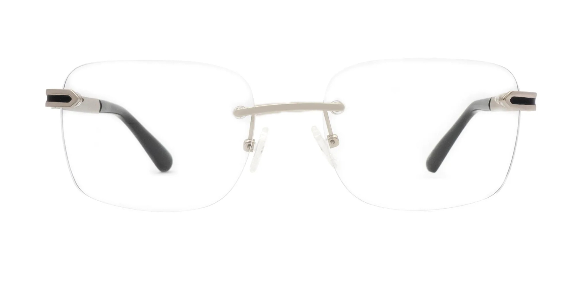 Silver and black rimless frames-2