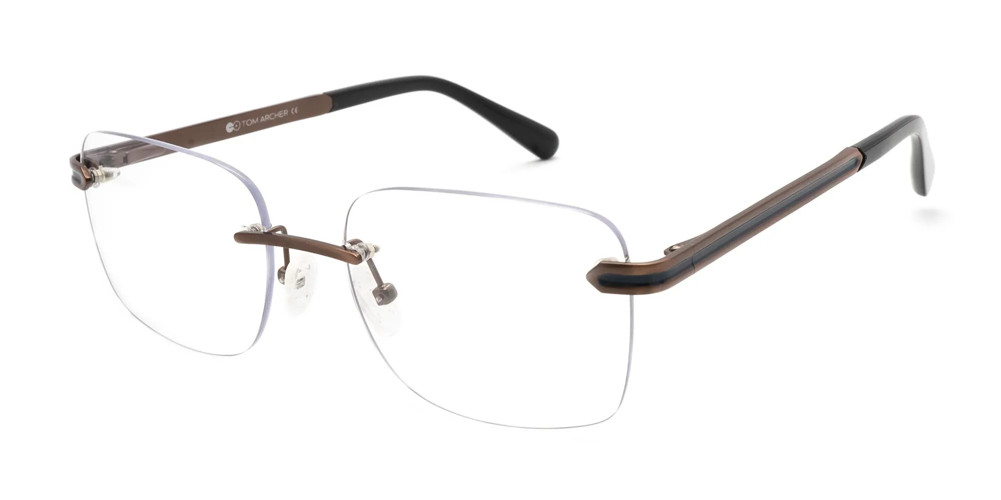 Copper brown and blue rimless frames-2 Copper brown and blue rimless frames-2