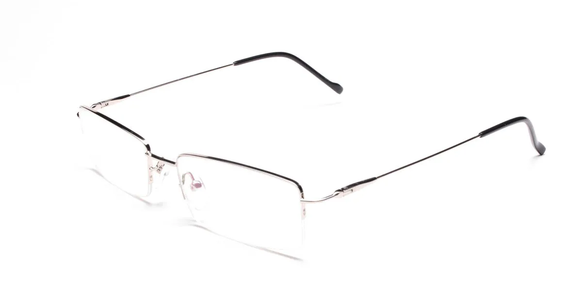 Silver Half-Rim Rectangular Glasses - 2