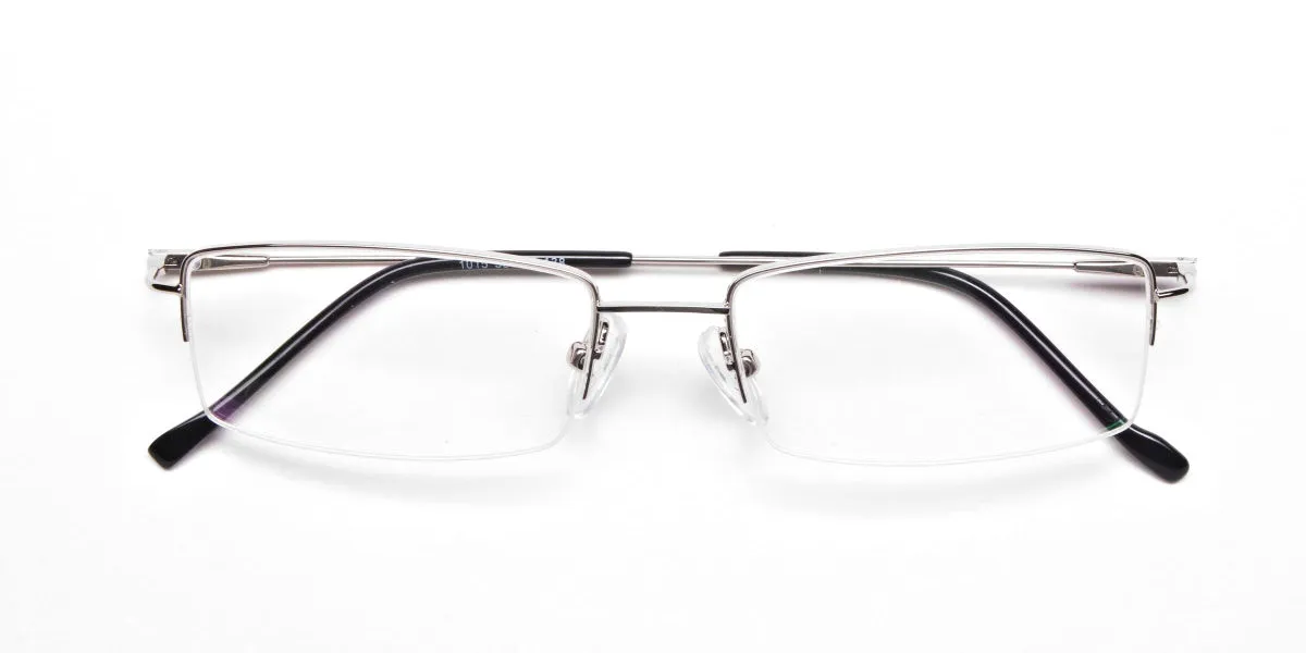 Silver Half-Rim Rectangular Glasses - 2