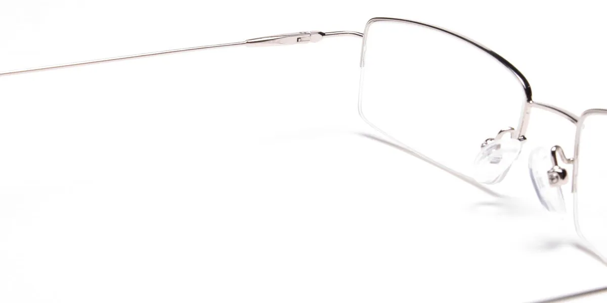 Silver Half-Rim Rectangular Glasses - 2