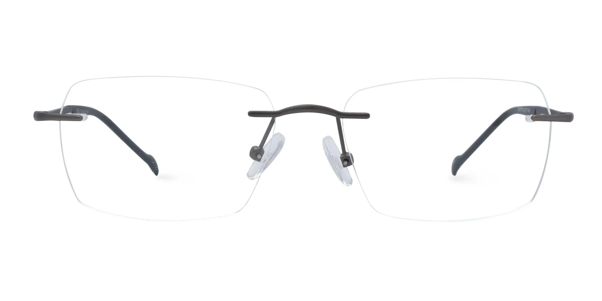 T7437R/3 - Gunmetal Rimless Glasses that Feature Some Edges