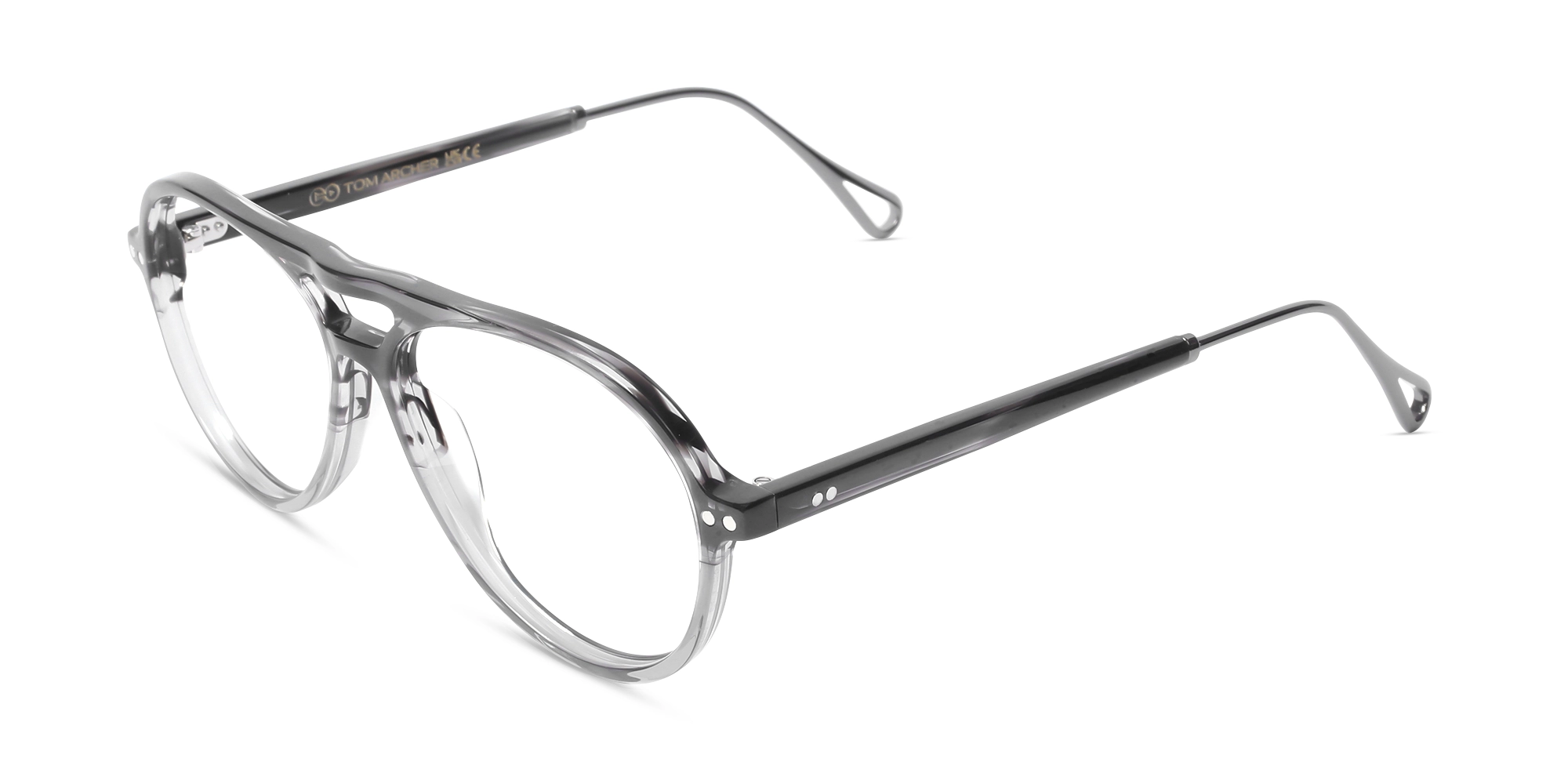 Crystal Charcoal Grey Marble Pilot Double Bridge Sunglasses-