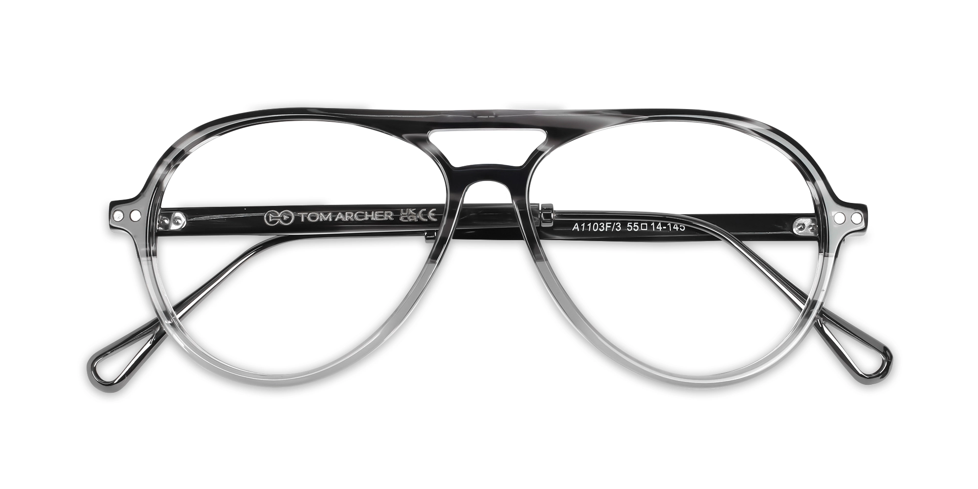 Crystal Charcoal Grey Marble Pilot Double Bridge Sunglasses-