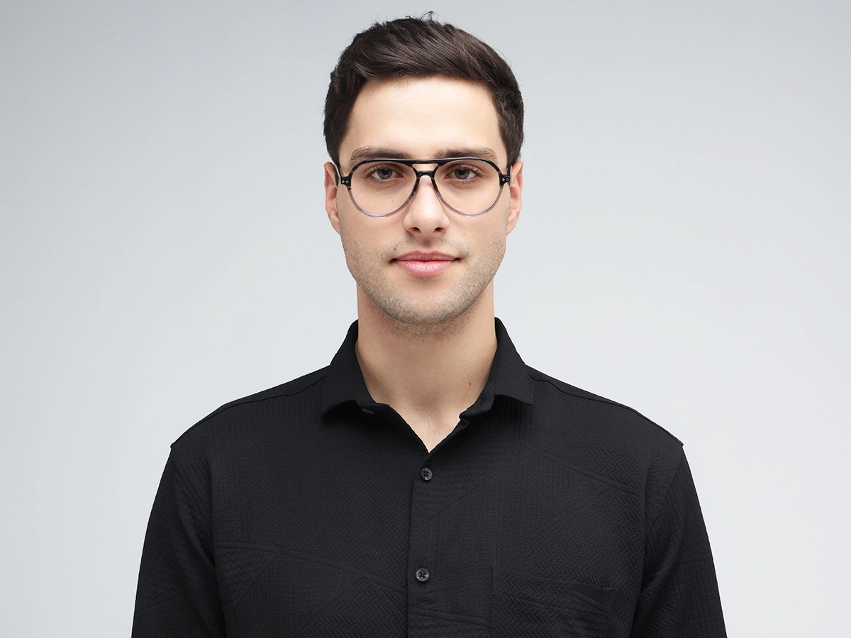 Crystal Charcoal Grey Marble Pilot Double Bridge Sunglasses-