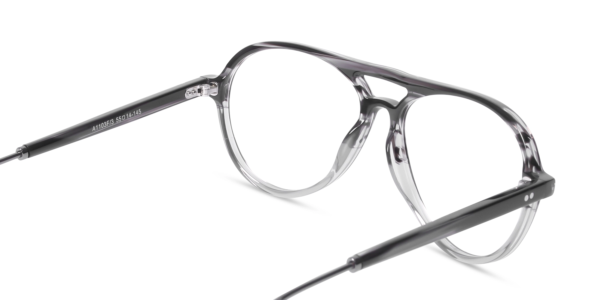 Crystal Charcoal Grey Marble Pilot Double Bridge Sunglasses-