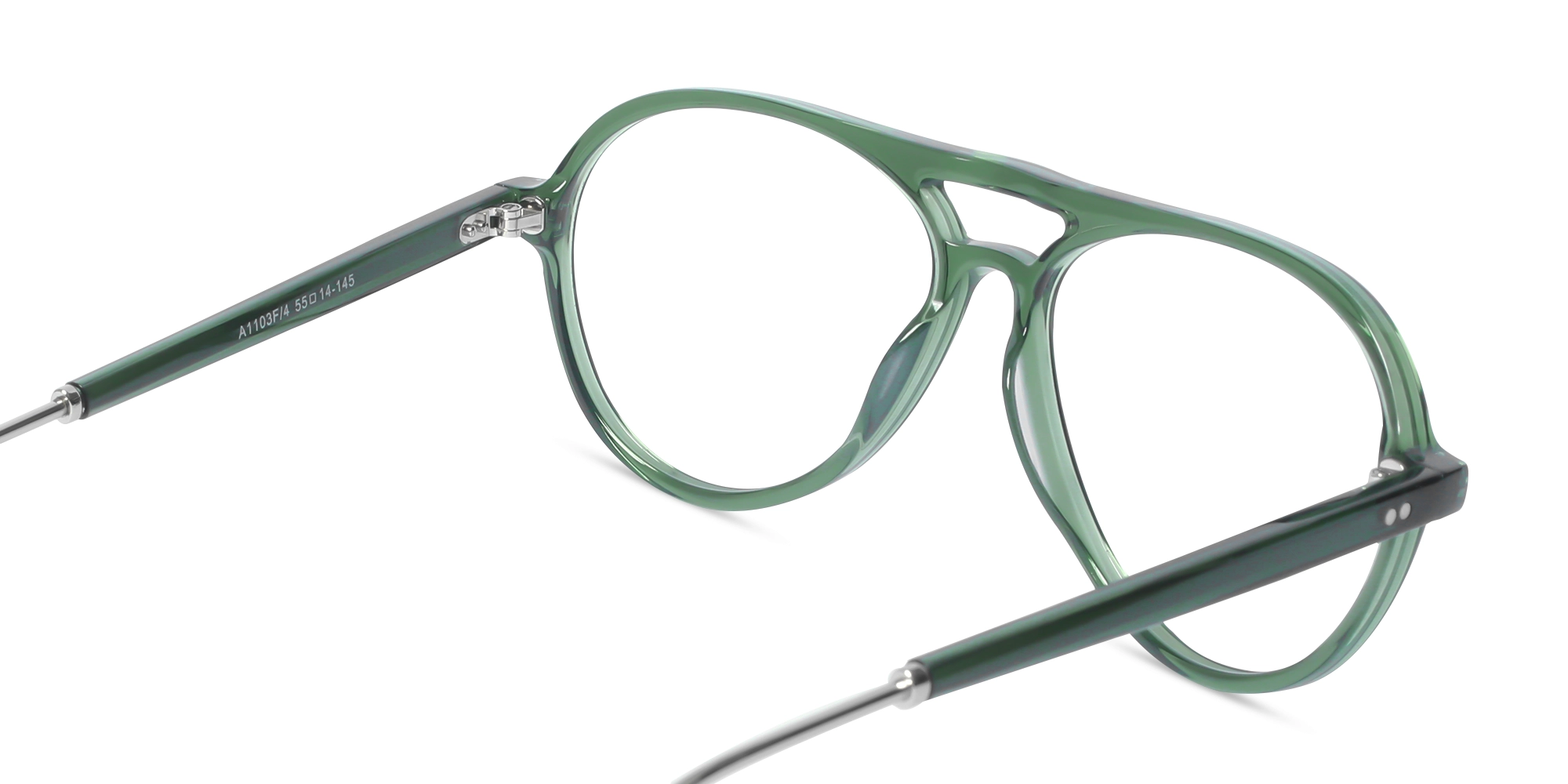 Crystal Fern Green Pilot Double Bridge Sunglasses-5