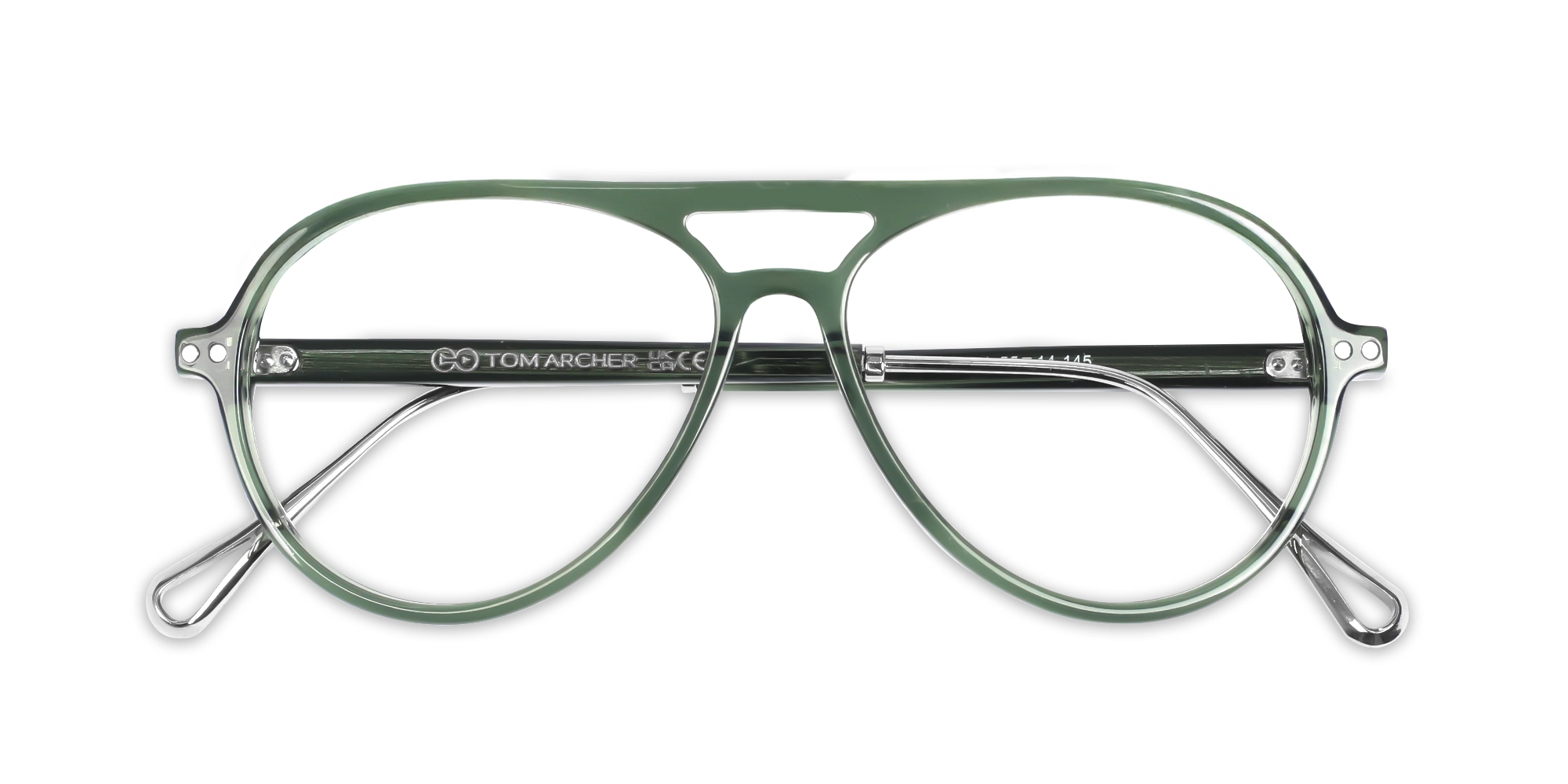 Crystal Fern Green Pilot Double Bridge Sunglasses-6