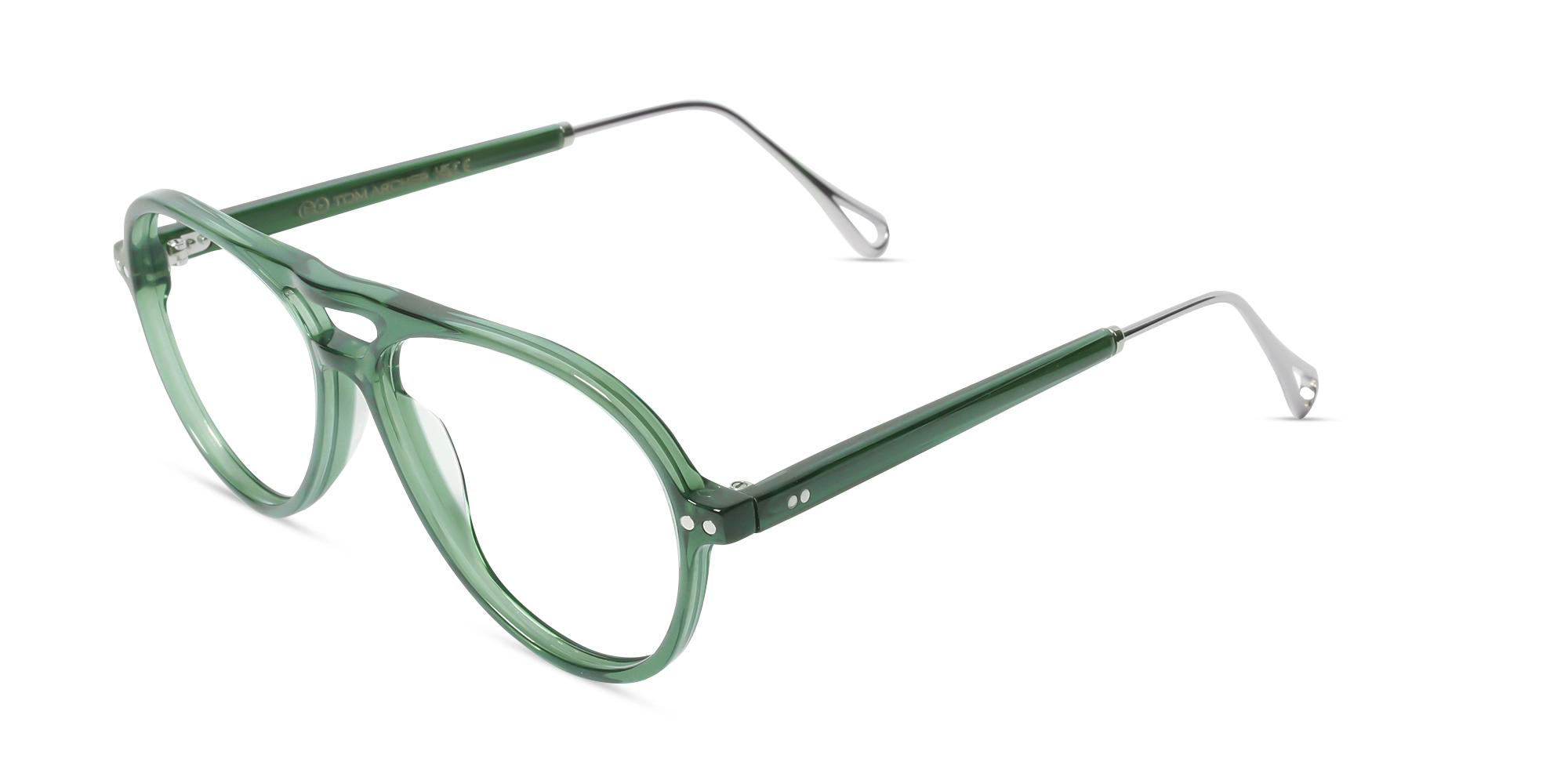 Crystal Fern Green Pilot Double Bridge Sunglasses-3