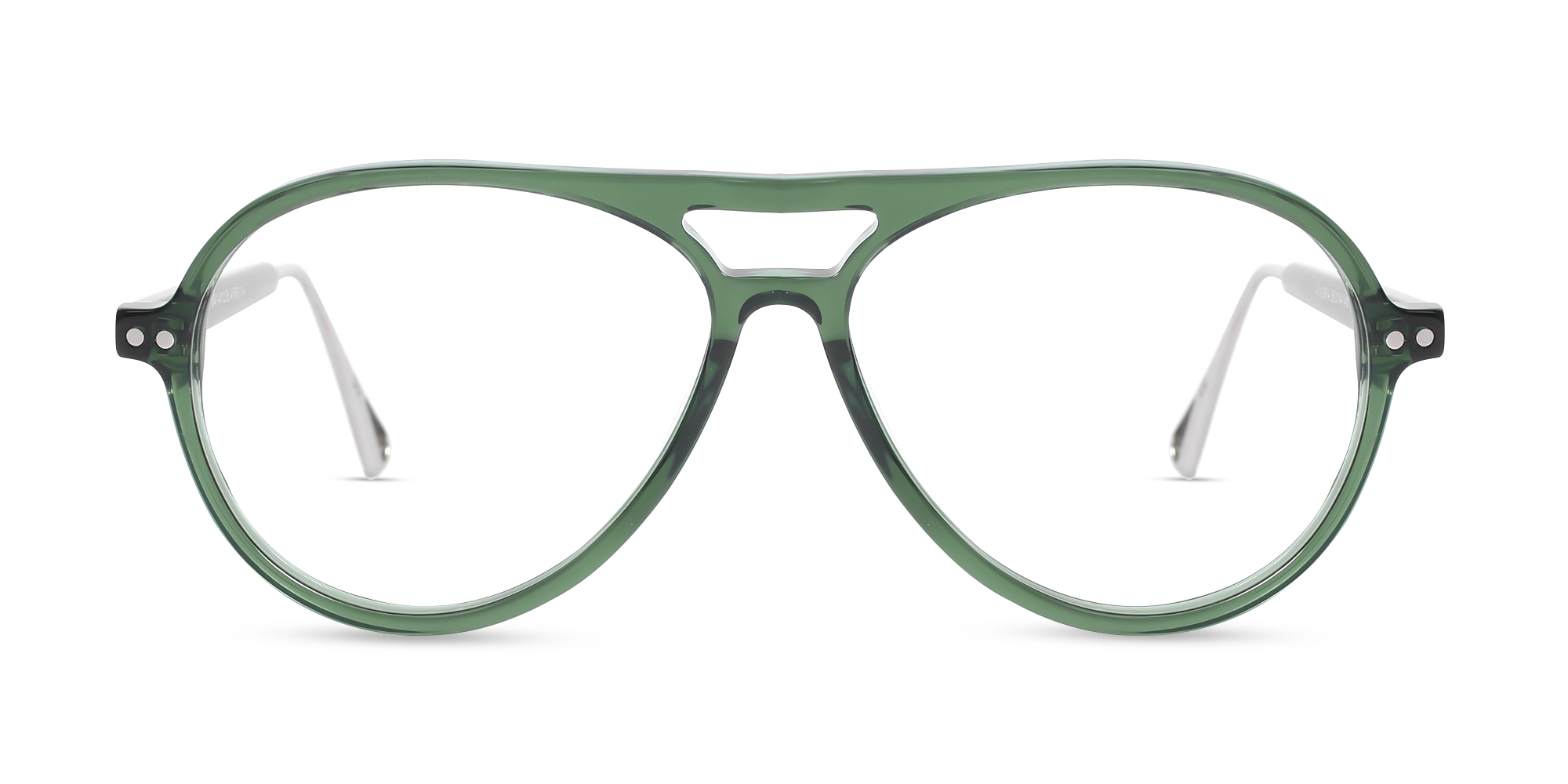 Crystal Fern Green Pilot Double Bridge Sunglasses