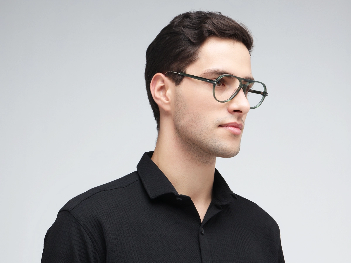 Crystal Fern Green Pilot Double Bridge Sunglasses-41