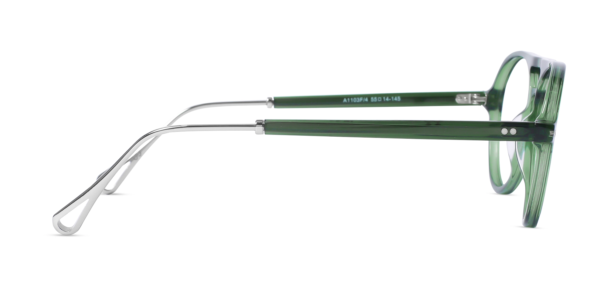 Crystal Fern Green Pilot Double Bridge Sunglasses-4