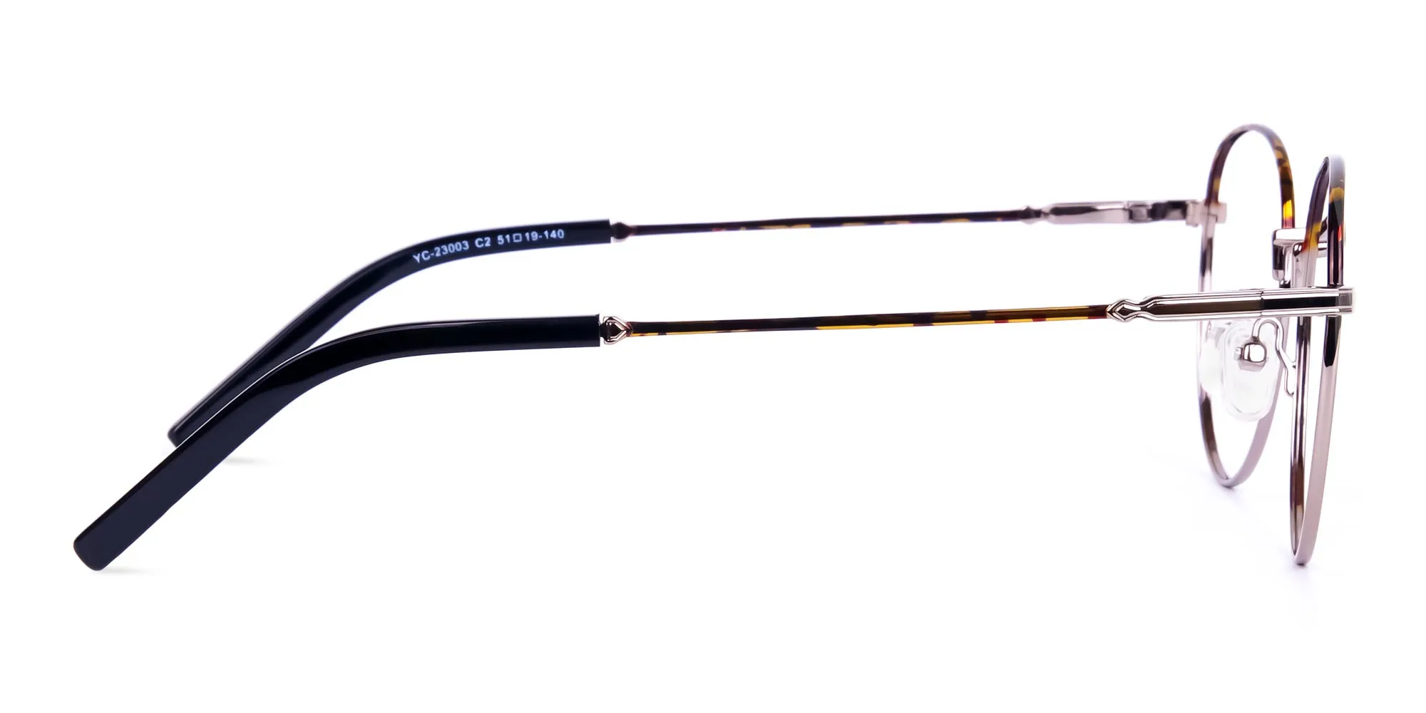 Gunmetal Round Tortoise Shell Glasses-2