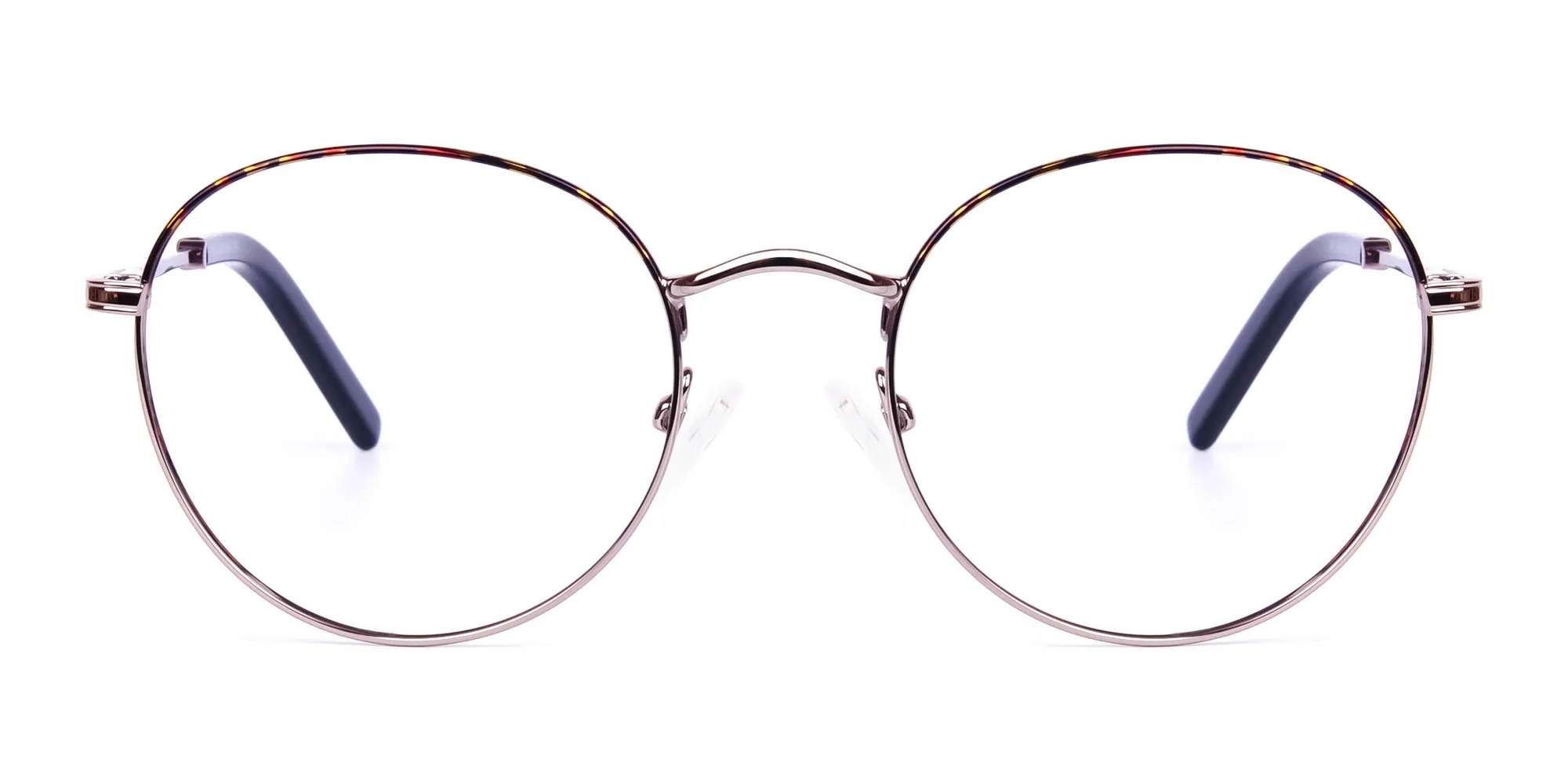 Gunmetal Round Tortoise Shell Glasses-2