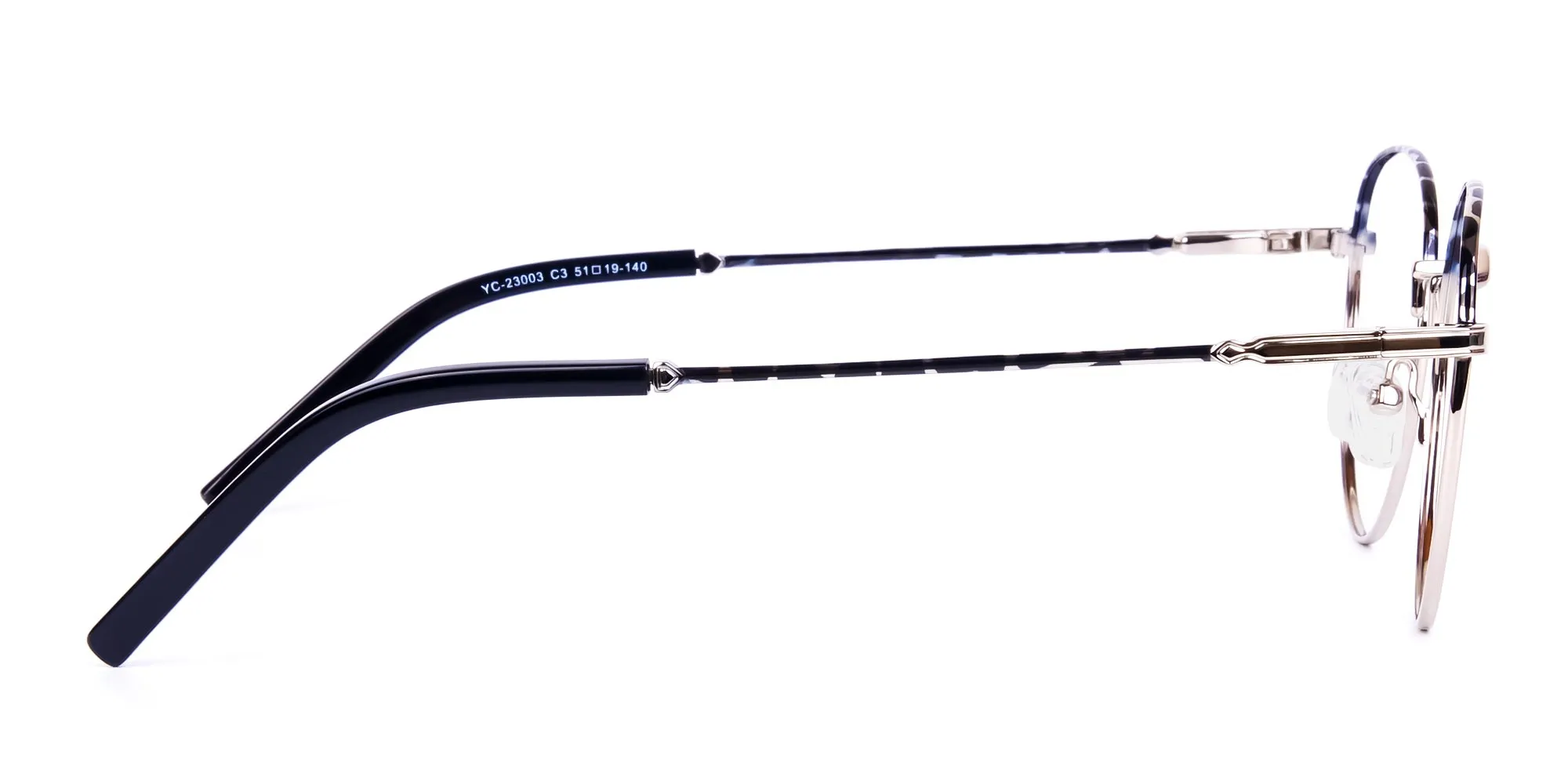 Silver and Marble Tortoise Shell Round Glasses-2