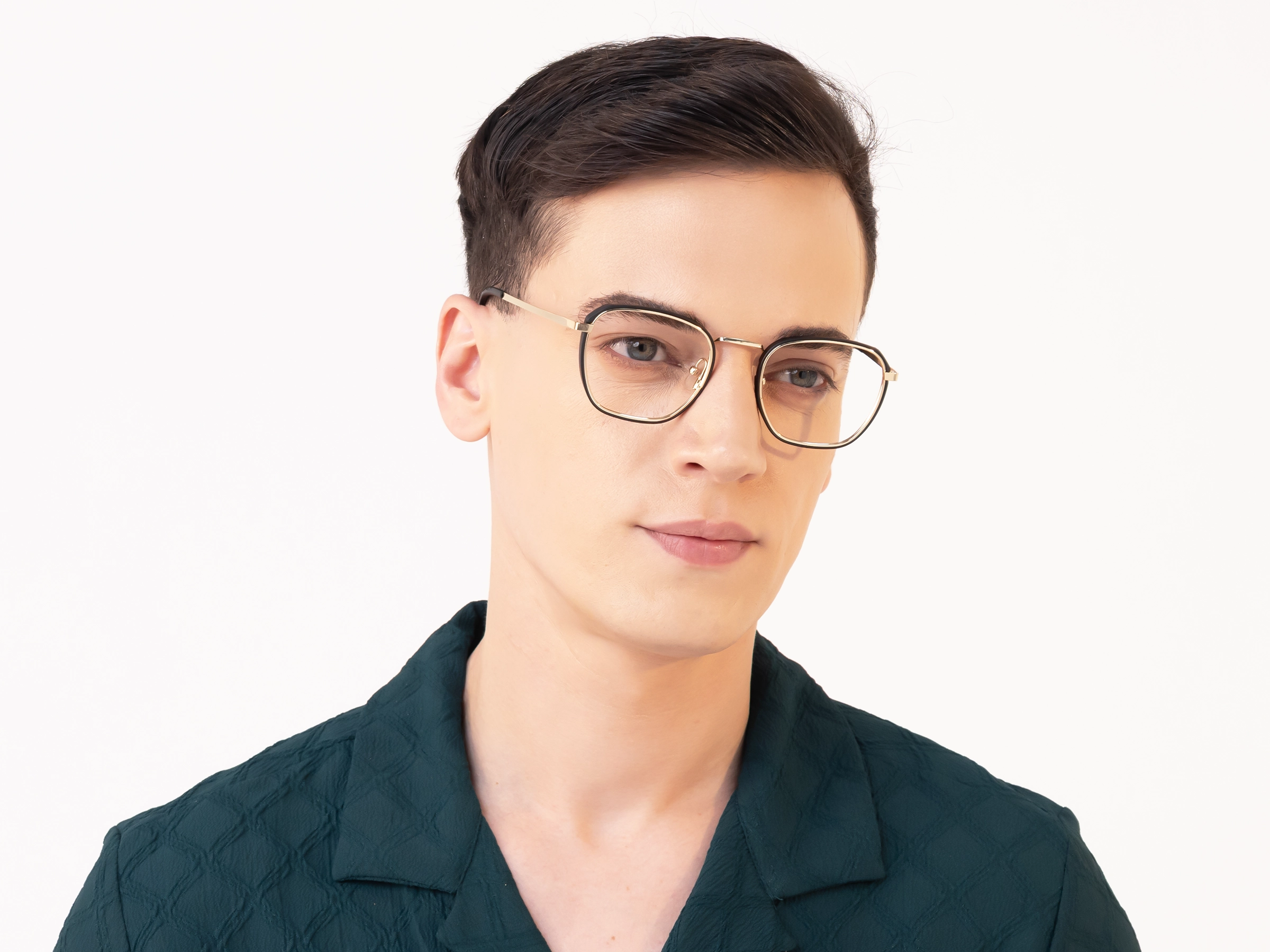 Gold & Matte Black Geometric Glasses