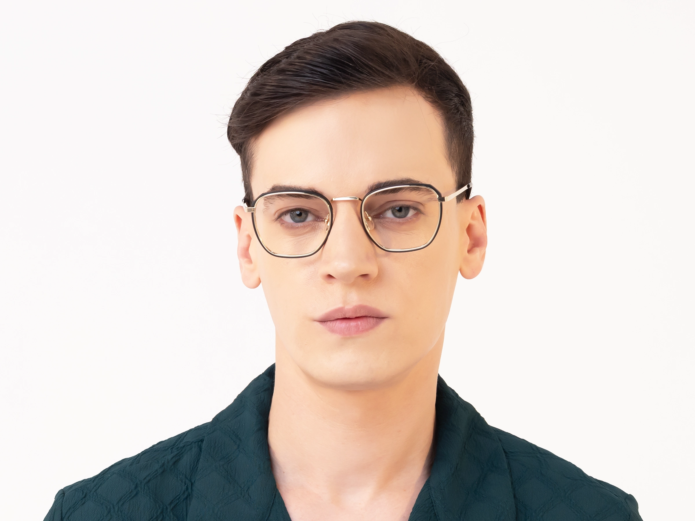 Gold & Matte Black Geometric Glasses