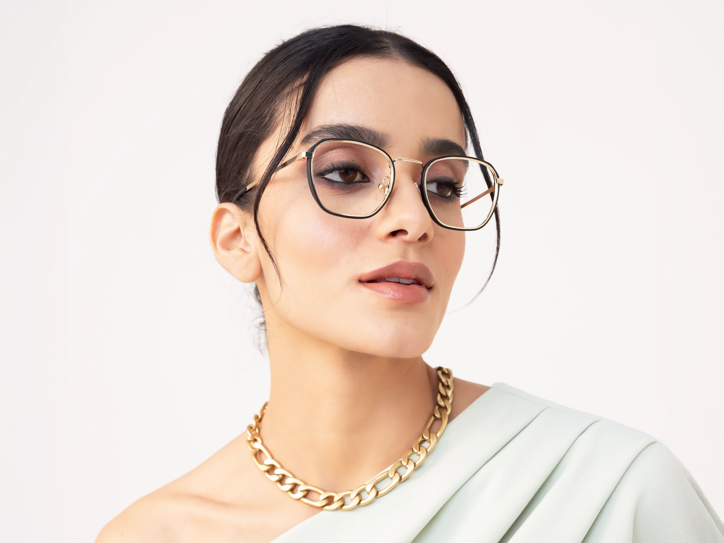 Gold & Matte Black Geometric Glasses