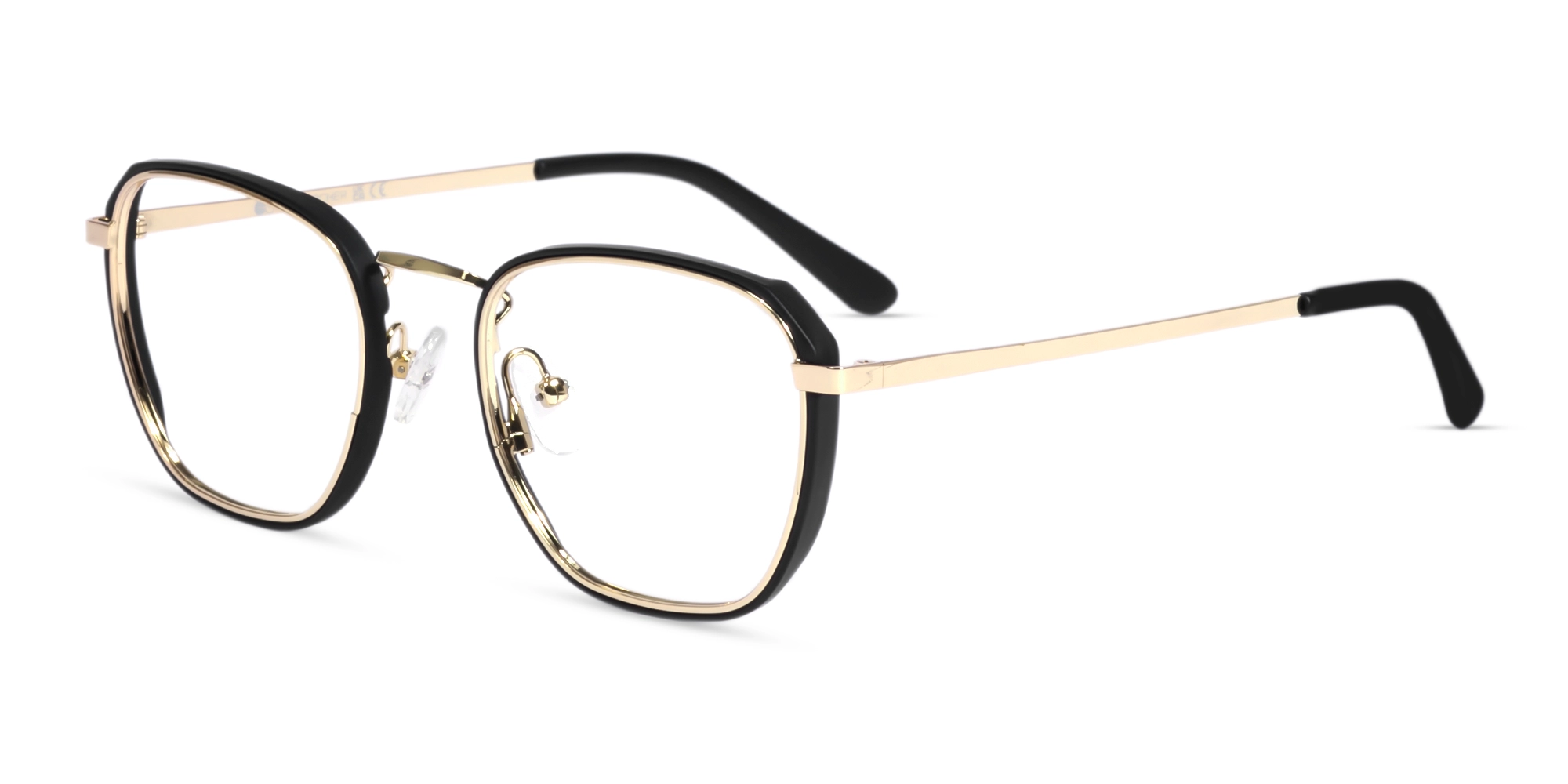 Gold & Matte Black Geometric Glasses-3