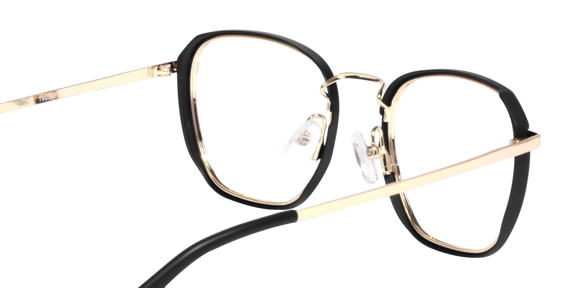 Gold & Matte Black Geometric Glasses-5