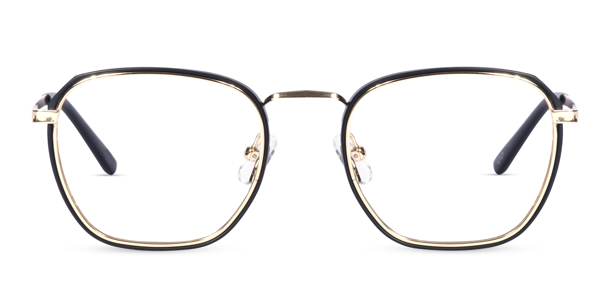 Gold & Matte Black Geometric Glasses-1
