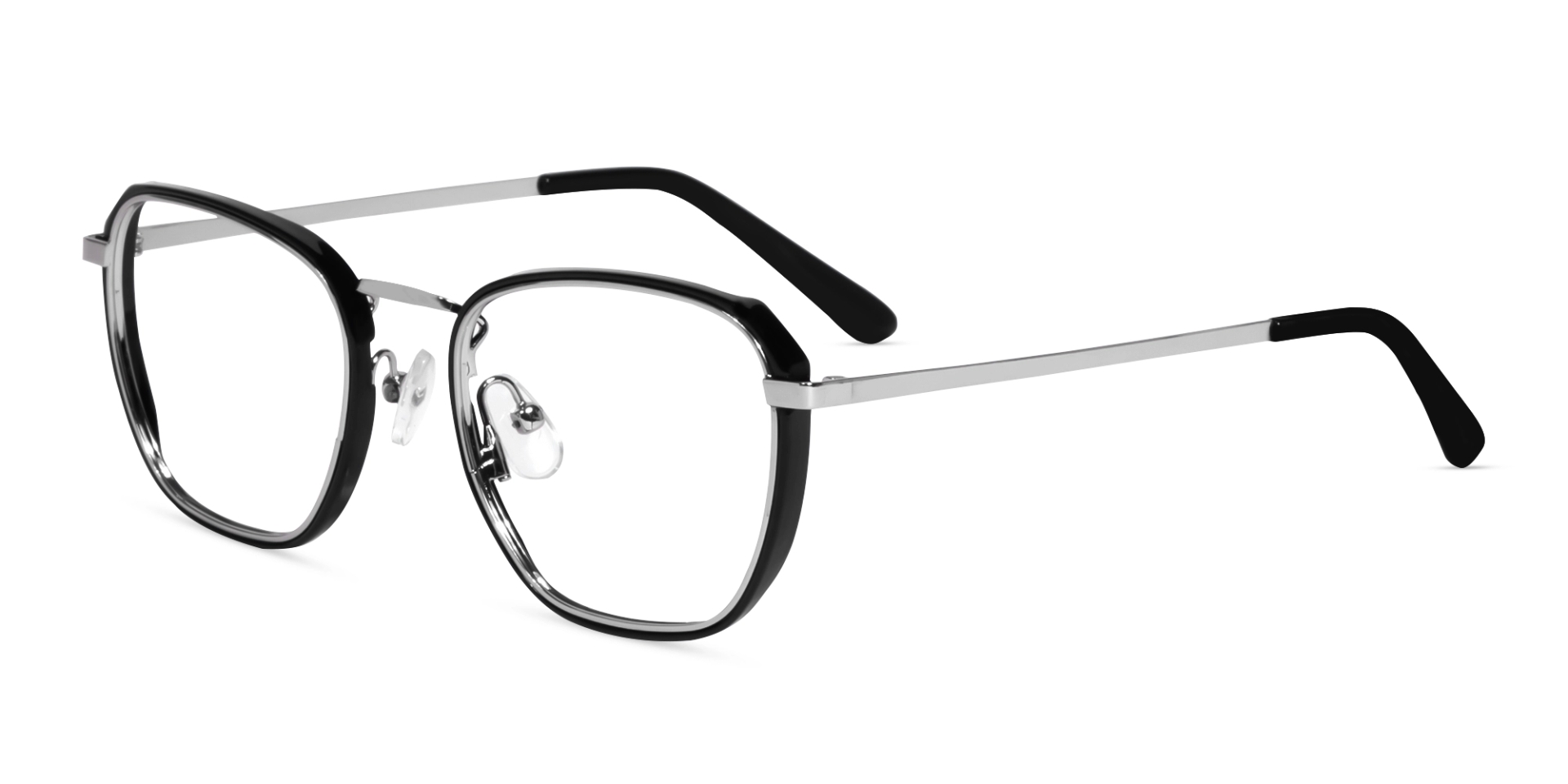 Titanium Black & Silver Geometric Glasses-3