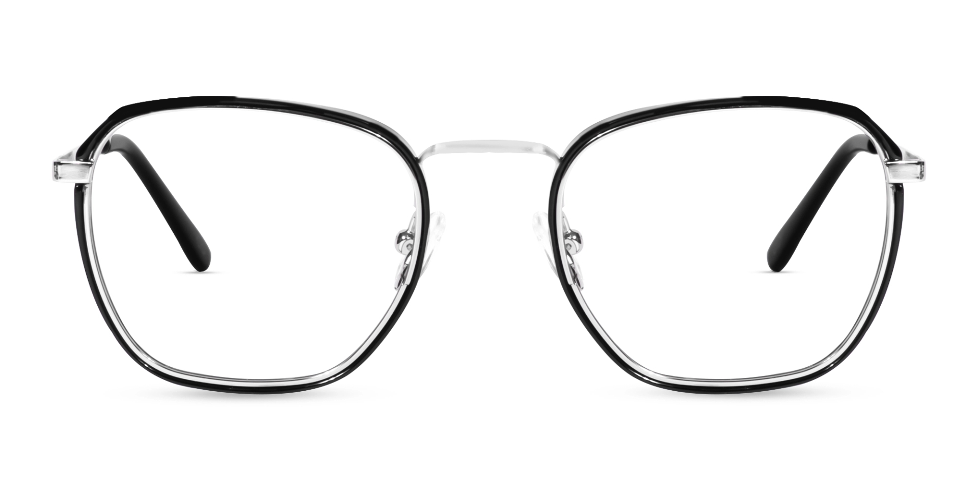 Titanium Black & Silver Geometric Glasses-1