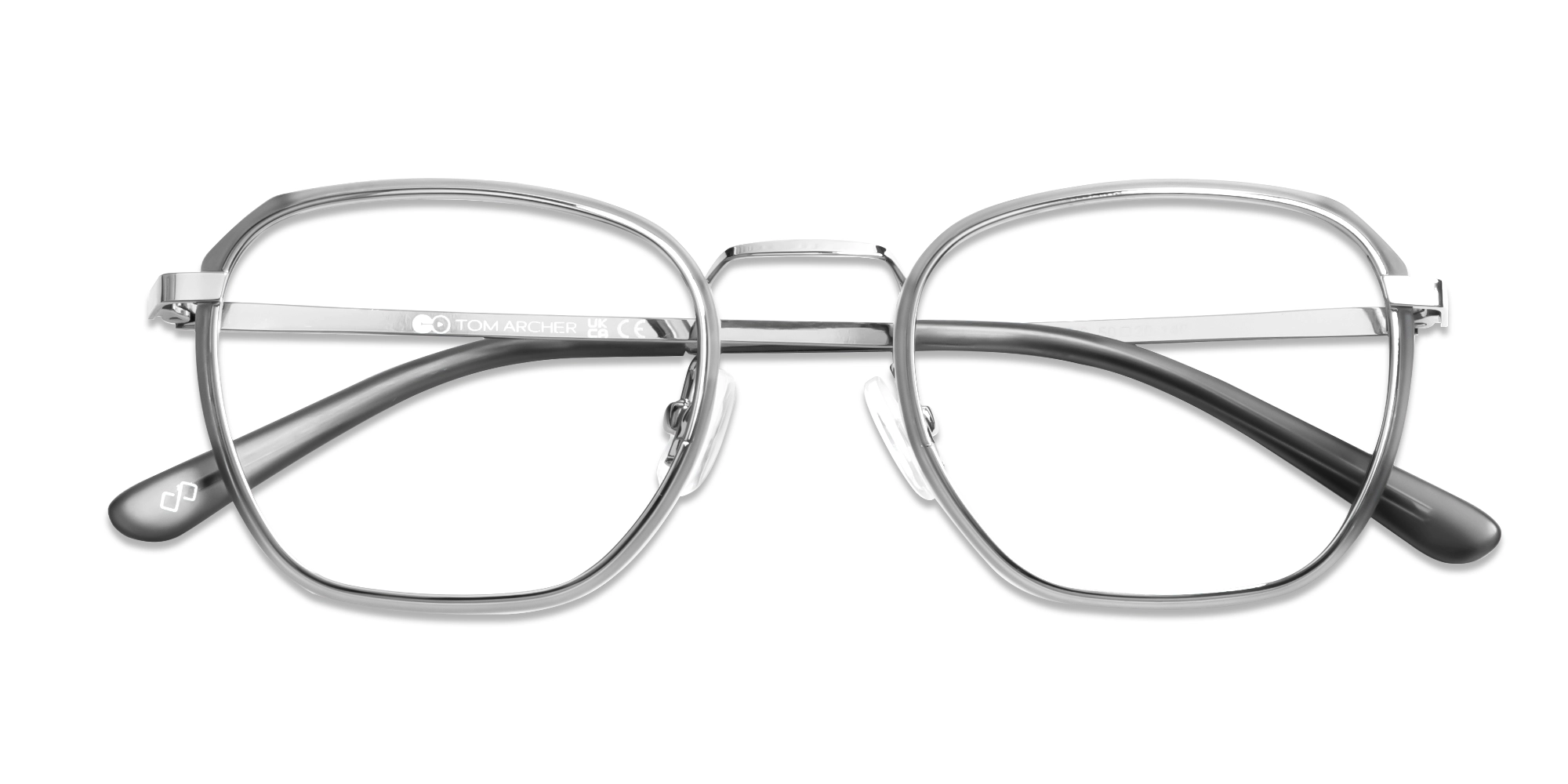 Silver & Matte Grey Geometric Glasses-6
