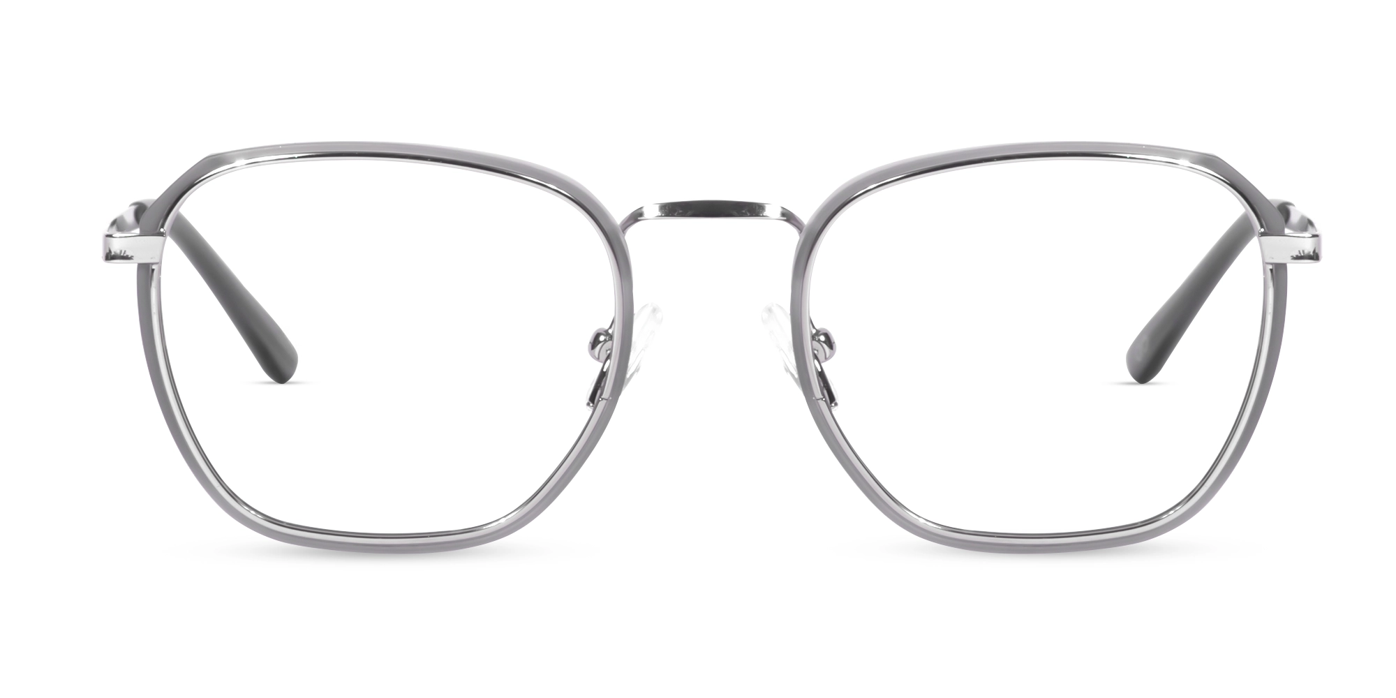 Silver & Matte Grey Geometric Glasses-1