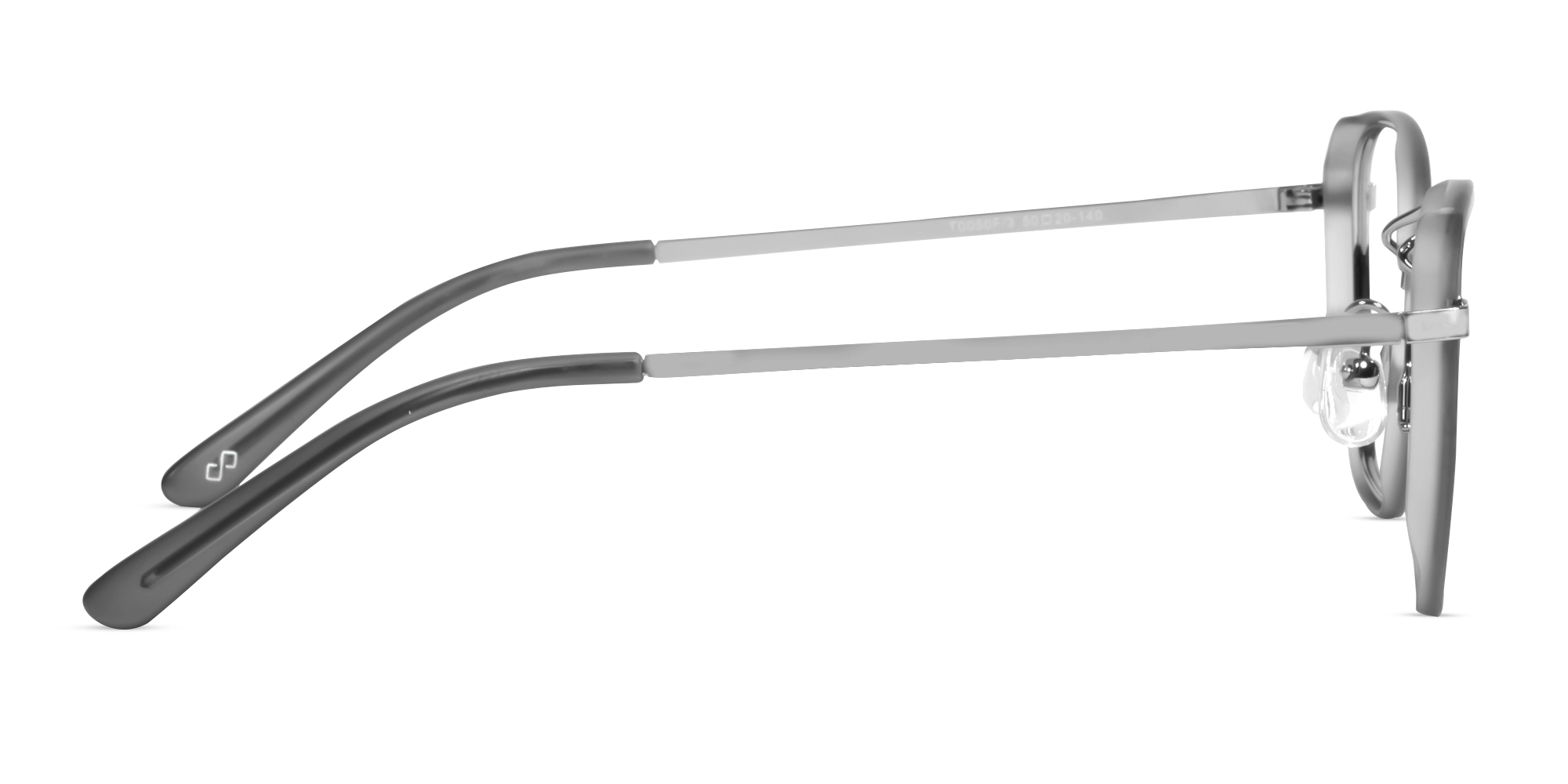 Silver & Matte Grey Geometric Glasses-4