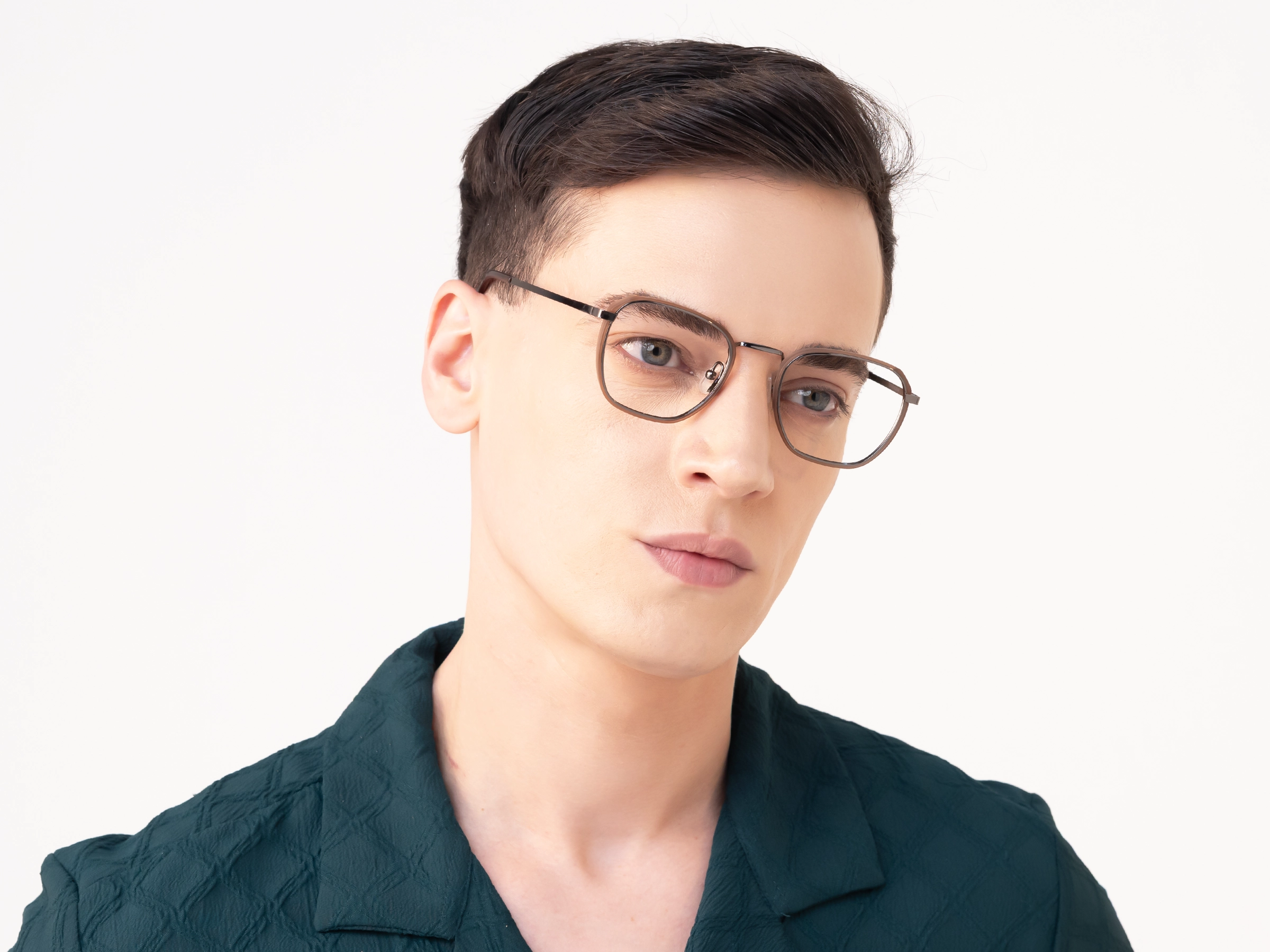 Gunmetal & Brown Geometric Glasses