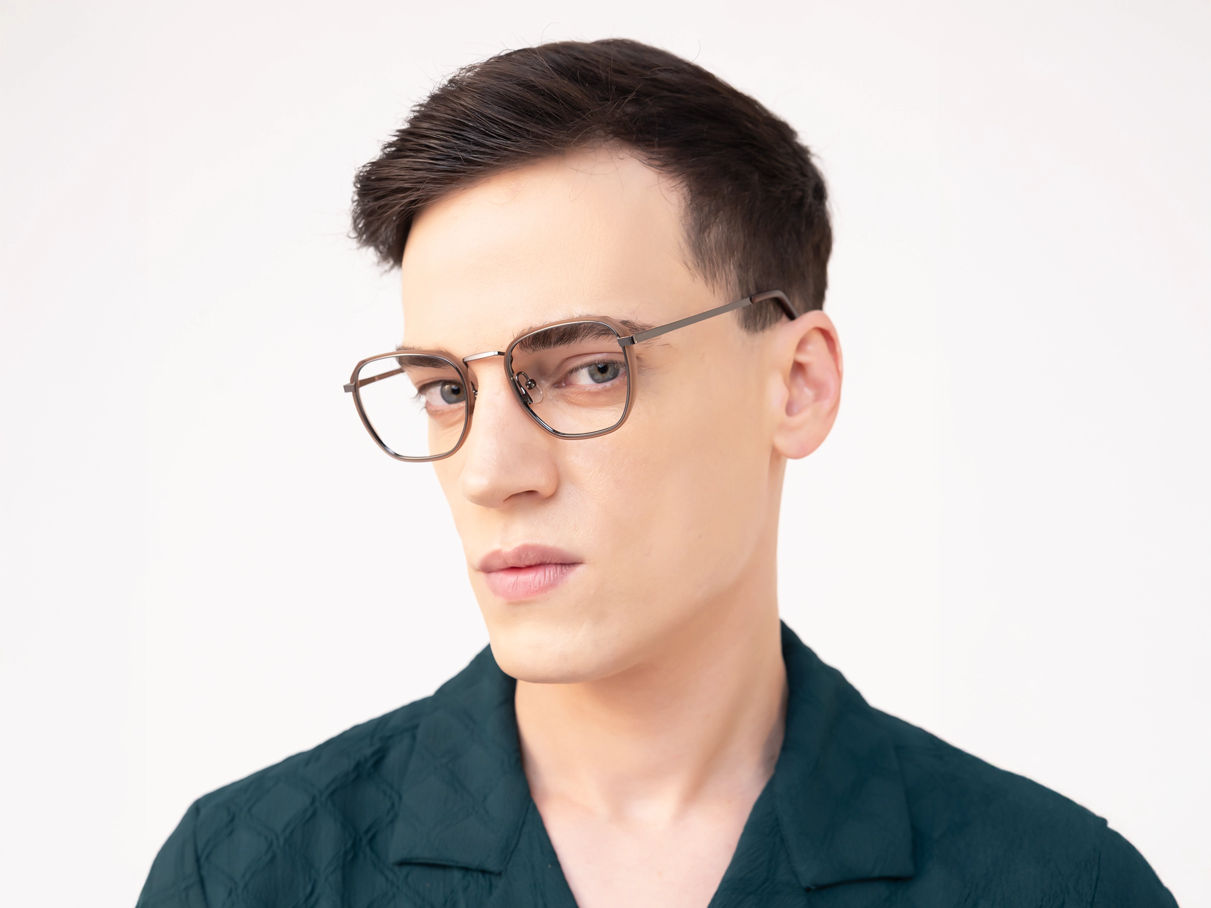 Gunmetal & Brown Geometric Glasses