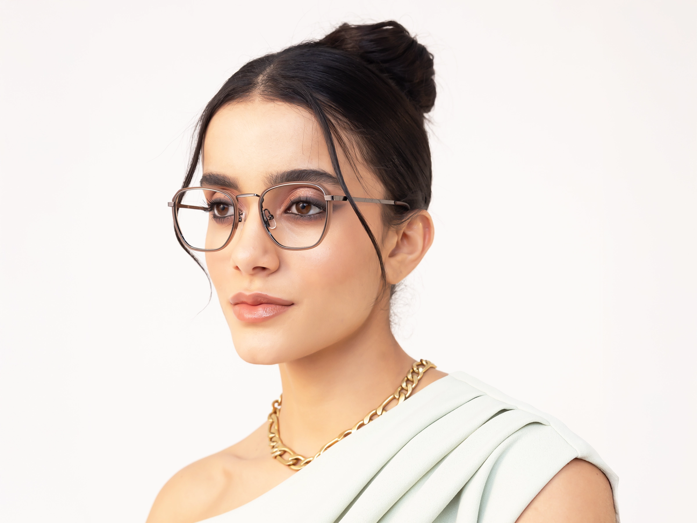 Gunmetal & Brown Geometric Glasses