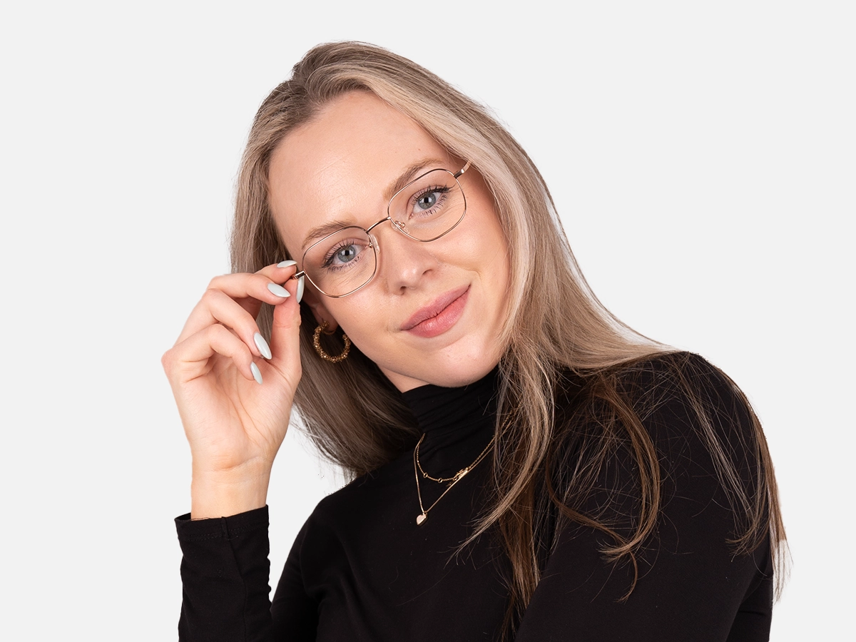 Rose Gold & Black Square Glasses-53