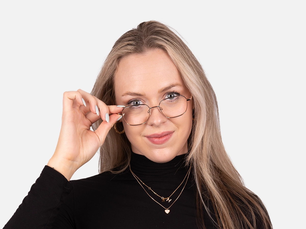 Rose Gold & Black Square Glasses-51