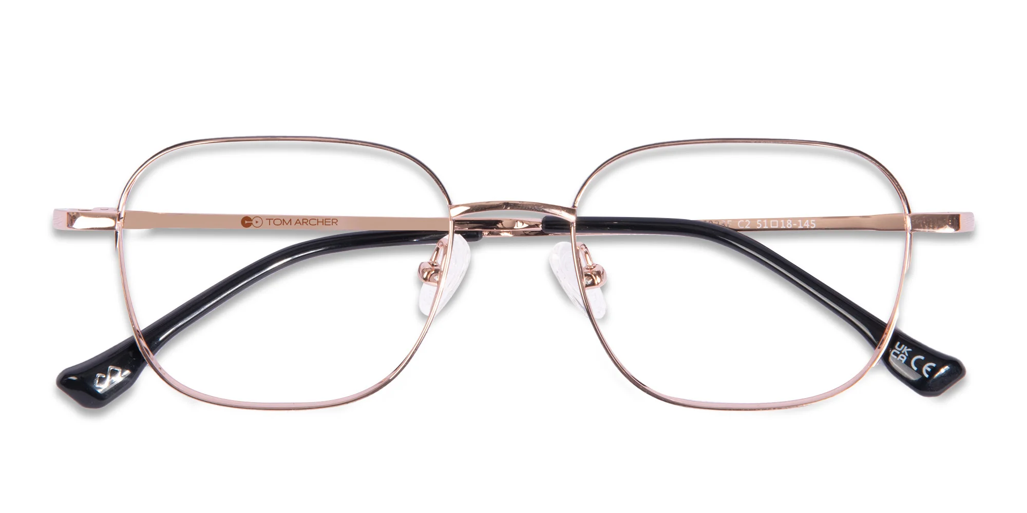 Rose Gold & Black Square Glasses-6
