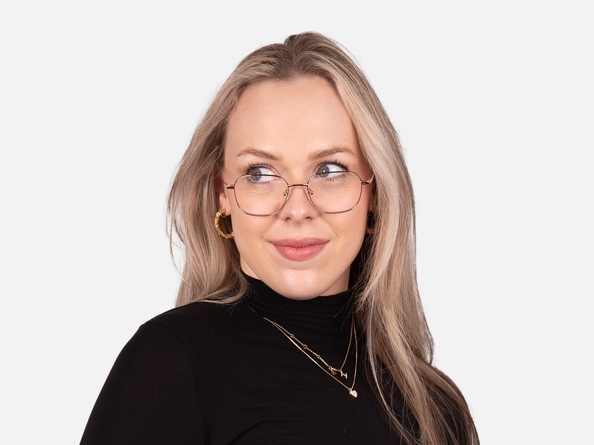 Rose Gold & Black Square Glasses-52