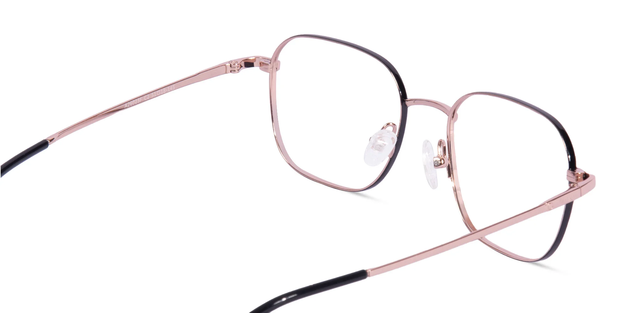 Rose Gold & Black Square Glasses-5