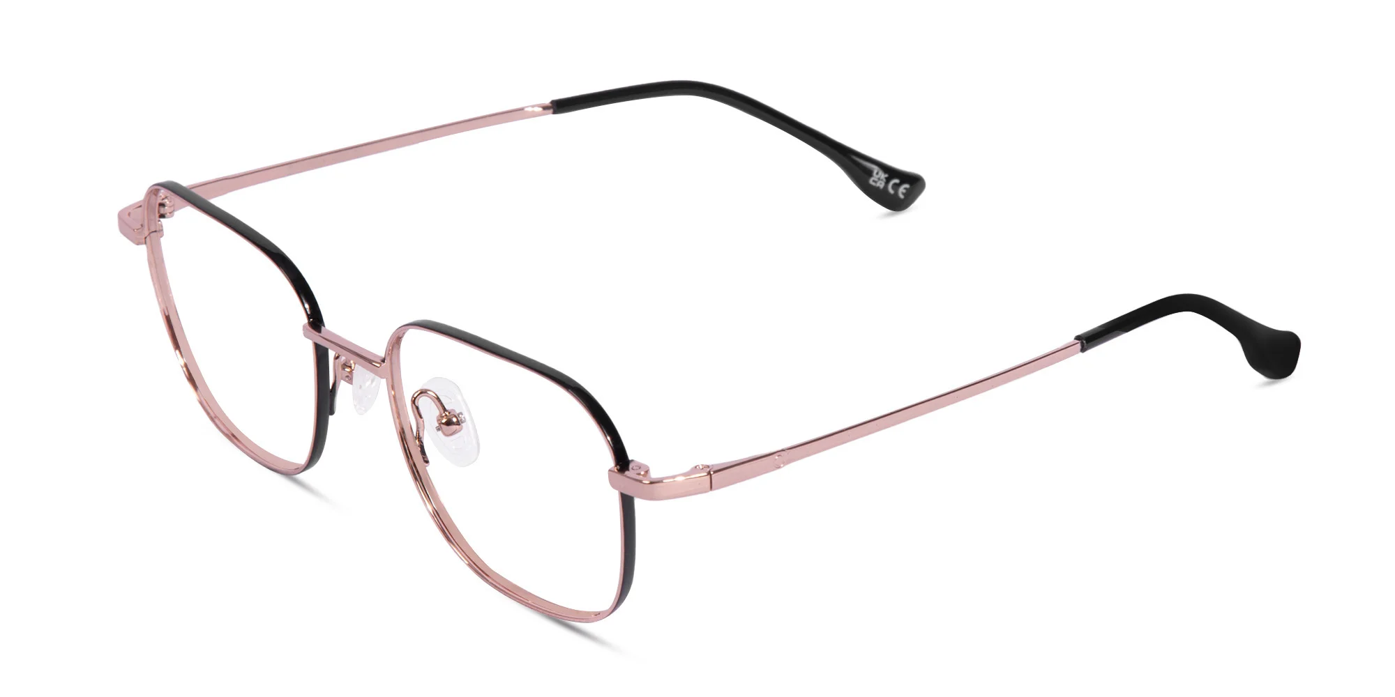 Rose Gold & Black Square Glasses-3