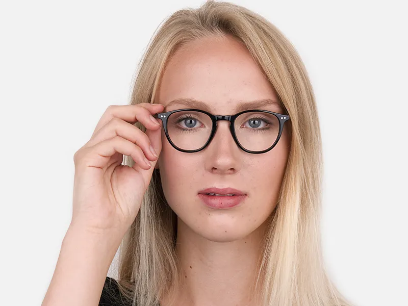 Black Acetate Square Glasses Unisex-2