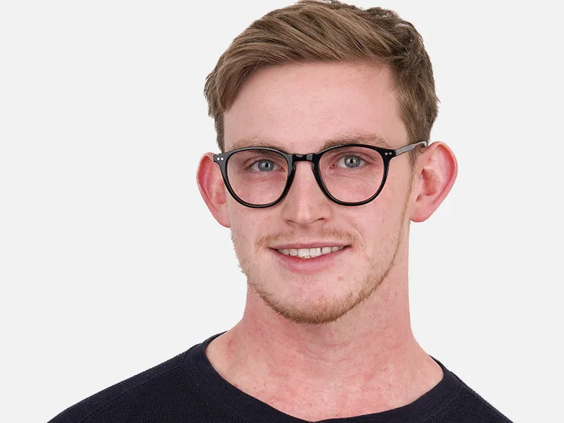 Black Acetate Square Glasses Unisex-2