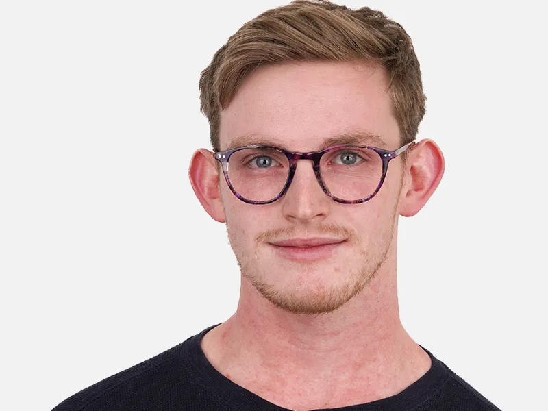 Purple & Rose Pink Tortoise Square Glasses-2