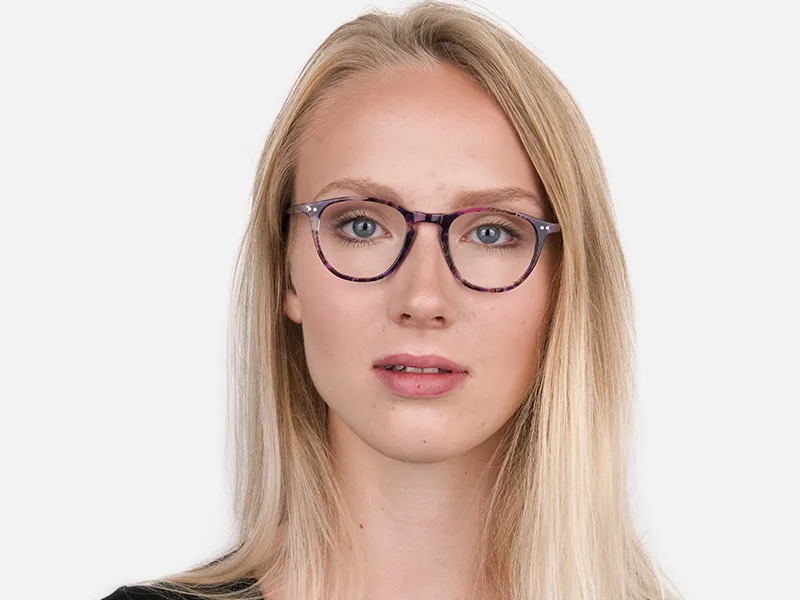 Purple & Rose Pink Tortoise Square Glasses-2