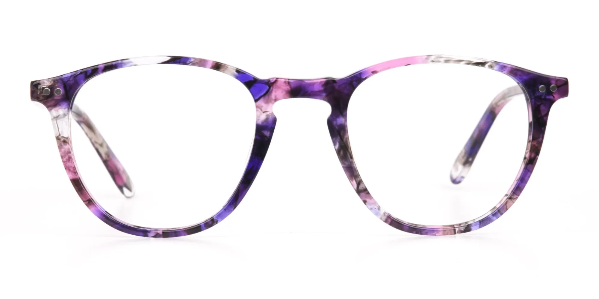 Purple & Rose Pink Tortoise Square Glasses-2