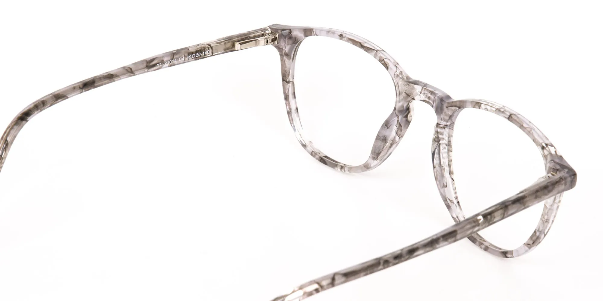 Silver Grey Marble Acetate Square Glasses-2