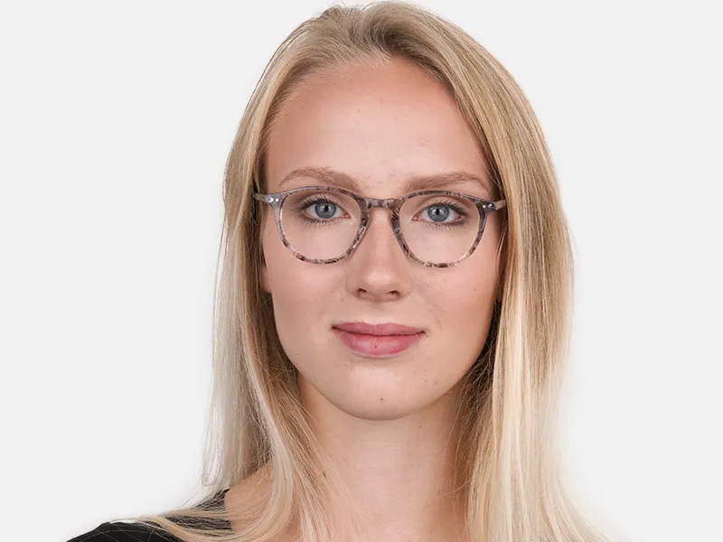 Silver Grey Marble Acetate Square Glasses-2