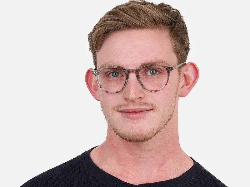 Silver Grey Marble Acetate Square Glasses-2